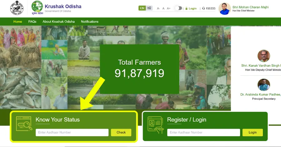 Kalia Yojana Status Check